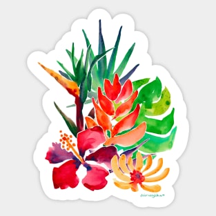 Tropical Garden Vibrant Watercolor Sticker